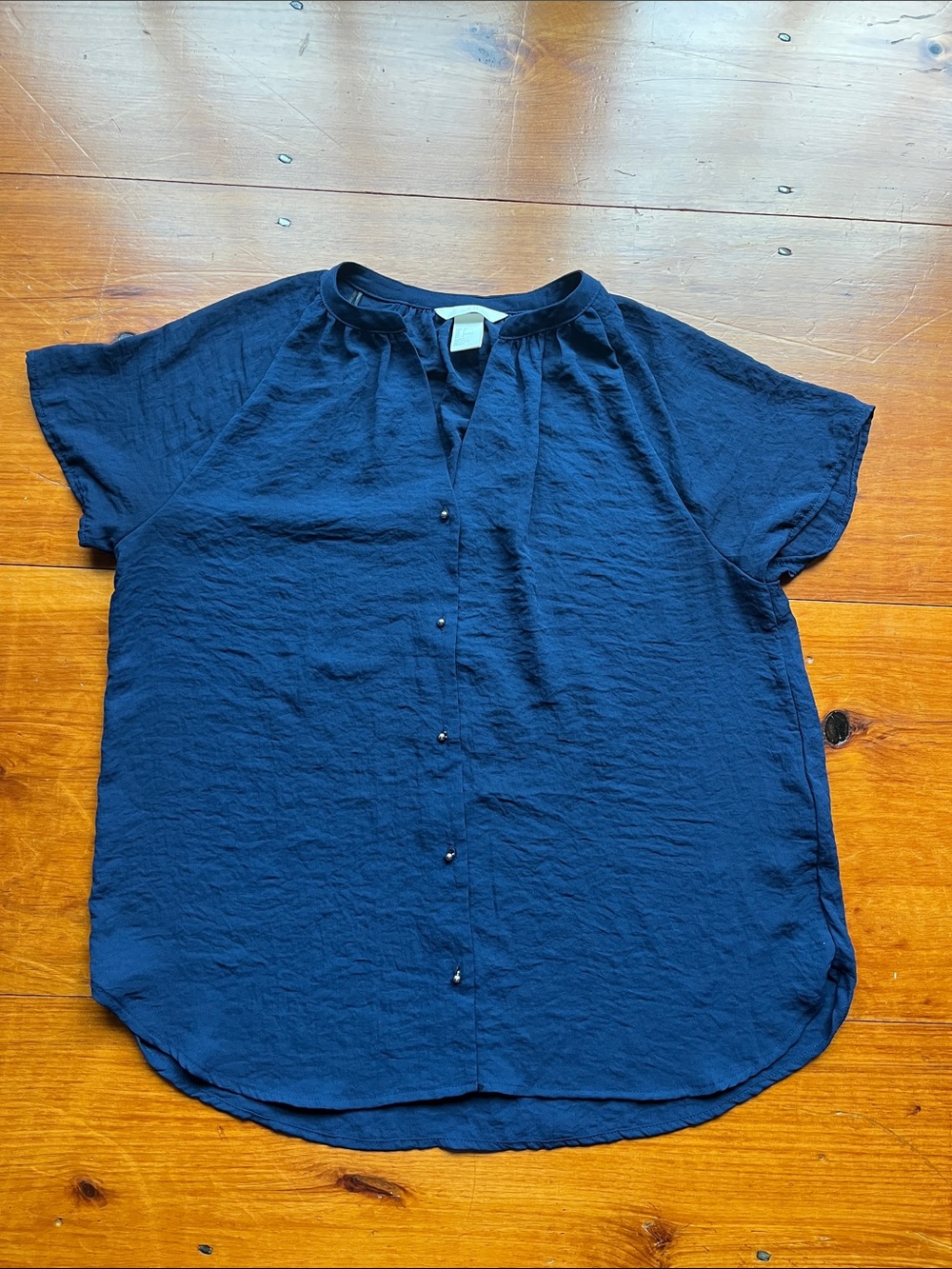 H&M Navy Button Front Blouse